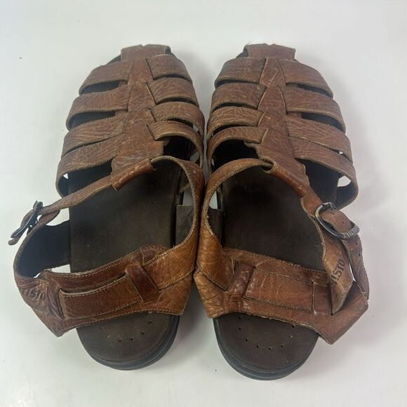 Mephisto Sam Brown Leather Men's Sandals - Picture 11 of 15